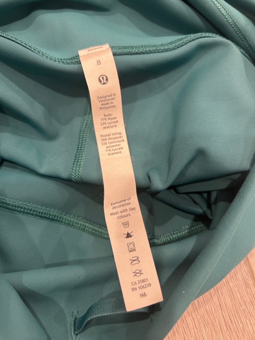 Teal Green Lululemon Align Biker Shorts size 8 - Picture 3 of 4